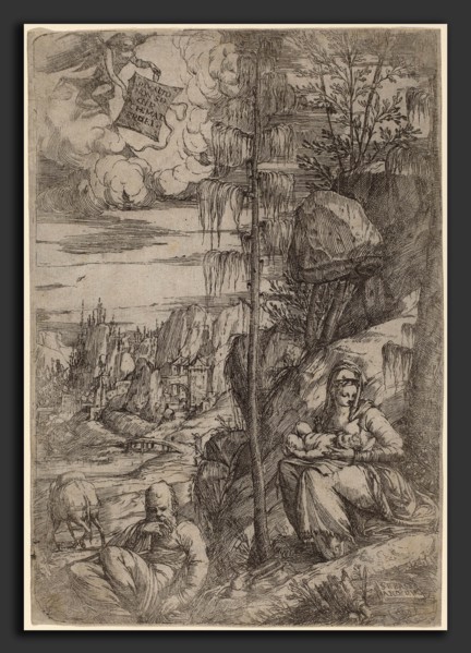 Sebastiano de Valentinis (Italian, active 1540-1568), Landscape with the Rest on the Flight into