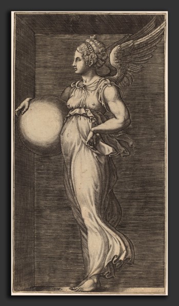 Giorgio Ghisi possibly after Giulio Romano (Italian, 1520 - 1582), Allegorical Figure Holding a