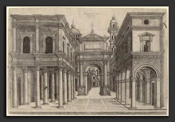 Attributed to Zoan Andrea after Donato Bramante (Italian, active c. 1475-1519), A Street with