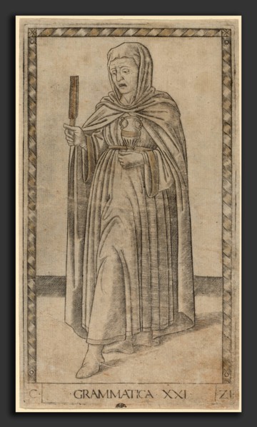 Master of the E-Series Tarocchi (Italian, active c. 1465), Grammatica (Grammar), c. 1465, engraving