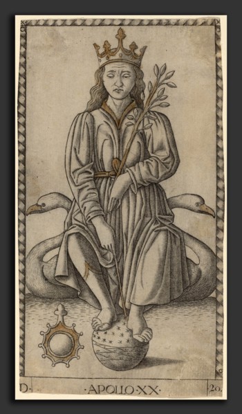 Master of the E-Series Tarocchi (Italian, active c. 1465), Apollo, c. 1465, engraving with gilding