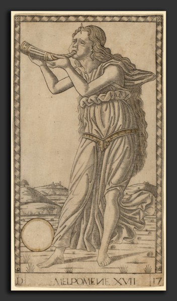 Master of the E-Series Tarocchi (Italian, active c. 1465), Melpomene, c. 1465, engraving with