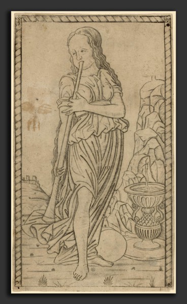 Master of the E-Series Tarocchi (Italian, active c. 1465), Caliope (Calliope), c. 1465, engraving