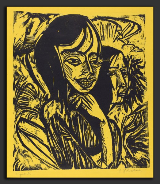 Ernst Ludwig Kirchner, Girls from Fehmarn (Fehmarn MÃ¤dchen), German, 1880 - 1938, 1913, woodcut in