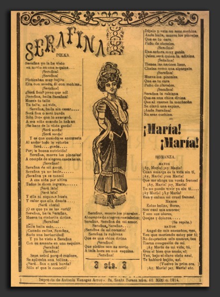 José Guadalupe Posada, Serafina, Mexican, 1851 - 1913, 1914?, metalcut on yellow newsprint