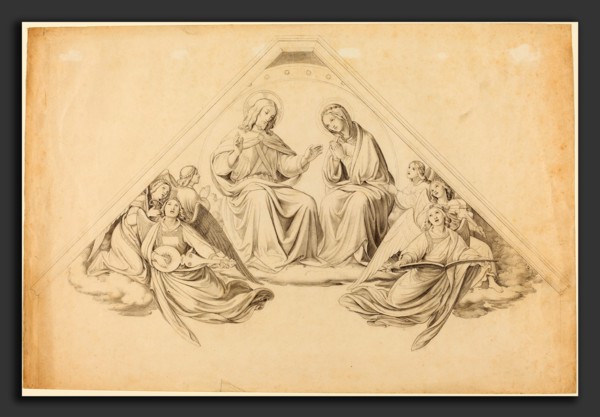 Johann Friedrich Overbeck (German, 1789 - 1869), Christ and the Virgin with Music-Making Angels,