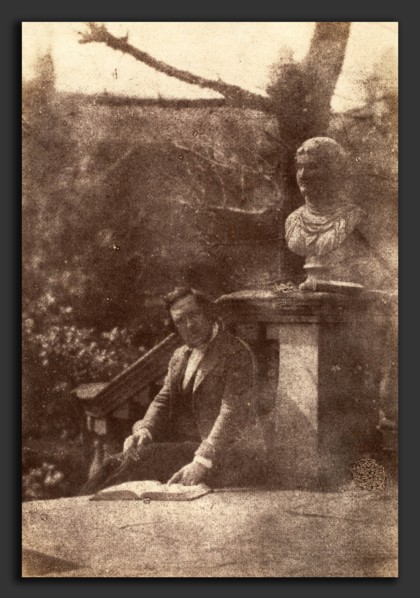 British 19th Century, Man with Classical Bust, 1840s, salted paper print from a paper negative