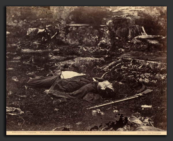 Alexander Gardner (American, born Scotland, 1821 - 1882), A Sharpshooter's Last Sleep, Gettysburg,