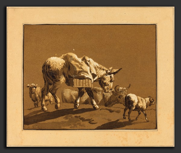 Johann Gottlieb Prestel after Joseph Wagner (German, 1739 - 1808), Donkey, published 1782, 4-color