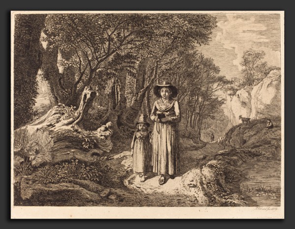 Johann Christoph Erhard (German, 1795 - 1822), Woman and Child Walking to Church, 1819, etching on