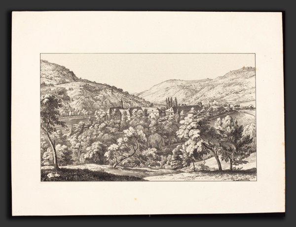 Ernst Fries (German, 1801 - 1833), View of the Convent of Neuberg from the Summit, 1829, lithograph