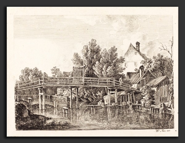 Johann Georg von Dillis (German, 1759 - 1841), Der kleine Isarsteg, 1806, etching on laid paper