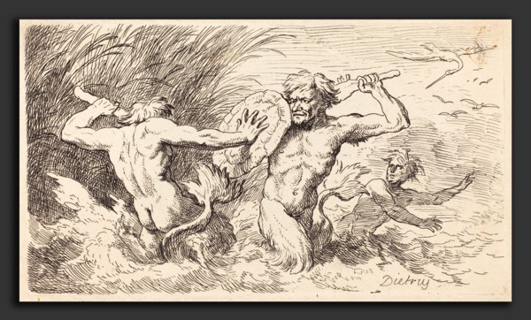 Christian Wilhelm Ernst Dietrich (German, 1712 - 1774), Battling Tritons, 1763, etching on wove