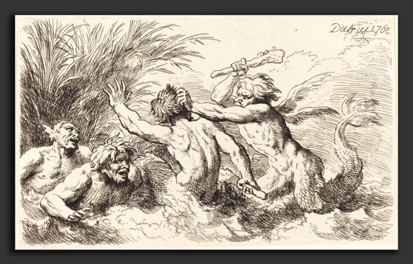 Christian Wilhelm Ernst Dietrich (German, 1712 - 1774), Battling Tritons, 1763, etching and