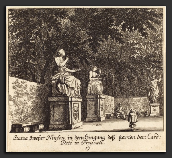 Melchior KÃ¼sel after Johann Wilhelm Baur (German, 1626 - 1683), Gardens, Cardinal Deti, Frascati,
