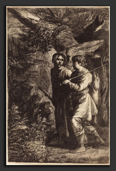 Adam Elsheimer (German, 1578 - 1610), Tobias and the Angel, etching