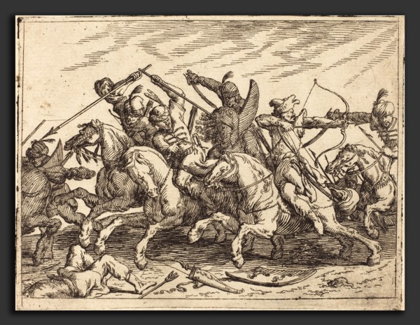Johann Wilhelm Baur (German, 1607 - 1641), Capricci di varie battaglie, 1635, etching on laid paper