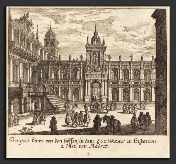 Melchior KÃ¼sel after Johann Wilhelm Baur (German, 1626 - 1683), Escorial, Spain, 1681, etching
