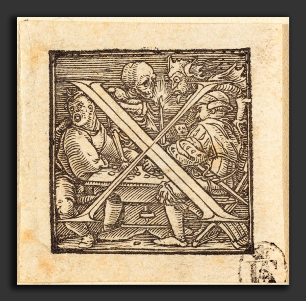 Hans Holbein the Younger (German, 1497-1498 - 1543), Letter X, woodcut