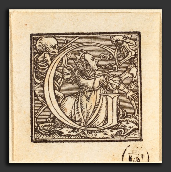 Hans Holbein the Younger (German, 1497-1498 - 1543), Letter G, woodcut