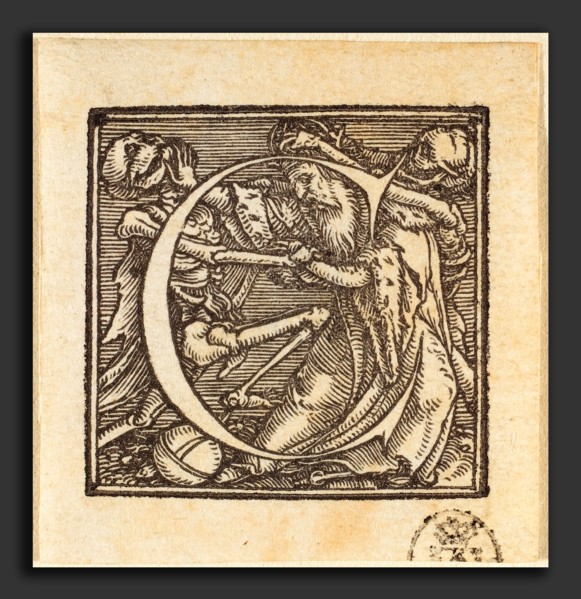 Hans Holbein the Younger (German, 1497-1498 - 1543), Letter C, woodcut
