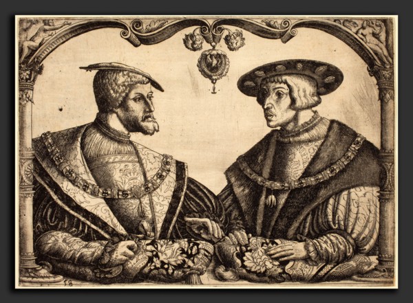 Christoph Bockstorfer (German, 1490 - 1553), Emperors Charles V and Ferdinand I, etching