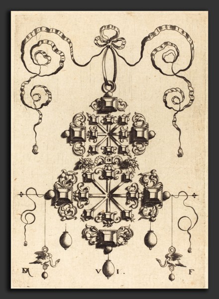 Daniel Mignot (German, active 1593-1596), Large Pendant with Two Double Crosses, Surrounded by Six
