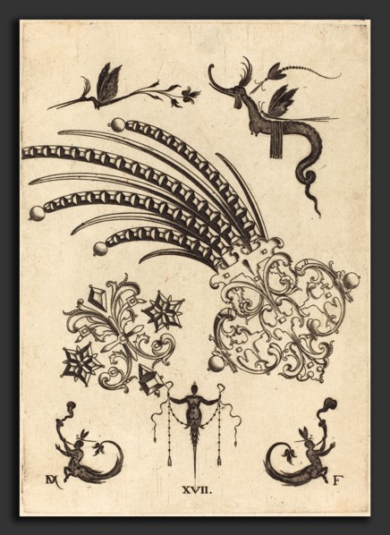 Daniel Mignot (German, active 1593-1596), Two Brooches with Dragon and Insects at Top and Human