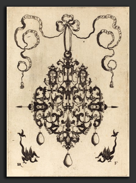 Daniel Mignot (German, active 1593-1596), Large Pendant, Two Fantasy Creatures with Long Tails at