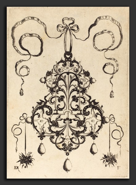 Daniel Mignot (German, active 1593-1596), Large Pendant, Lower Left and Right Two Bunches of Grass