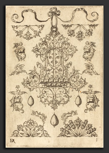 Daniel Mignot (German, active 1593-1596), Large Pendant Surrounded by Ten Different Studs,