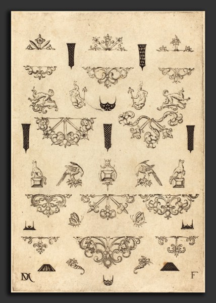 Daniel Mignot (German, active 1593-1596), Eleven Different Studs and Twenty-Three Ornaments, 1593,