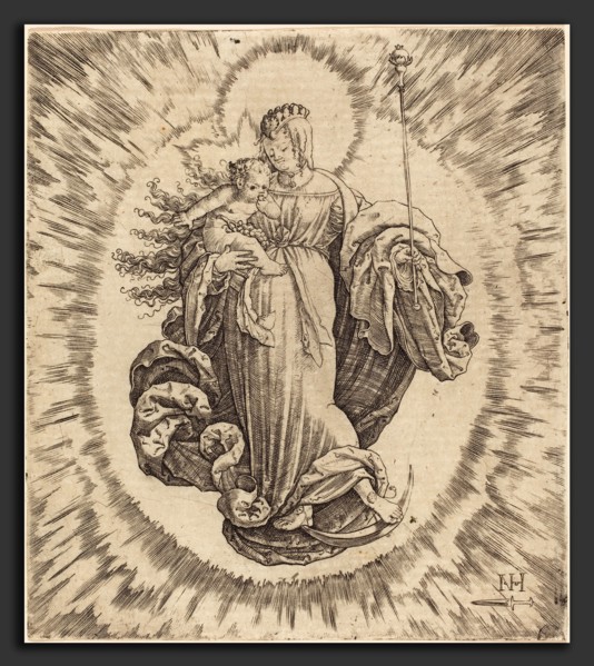 Master N.H. with the Dagger (German, active first half 16th century), Madonna on a Crescent,