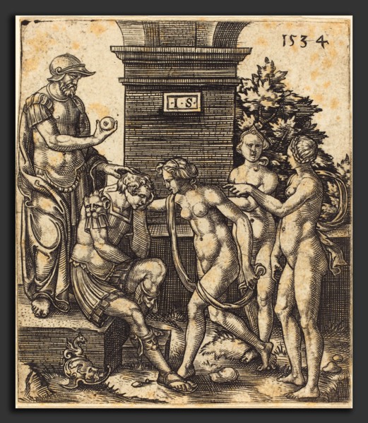 Master IS (active c. 1534), Judgment of Paris, 1534, engraving