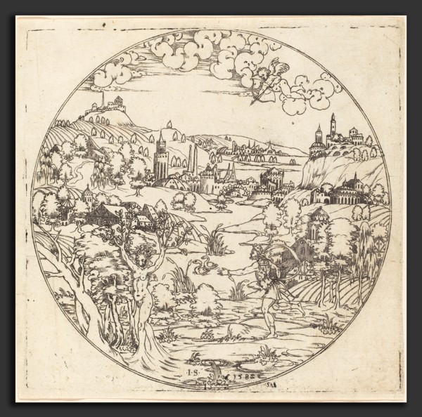 Master IS. (German, active c. 1581-1590), Apollo and Daphne, 1582, punch engraving