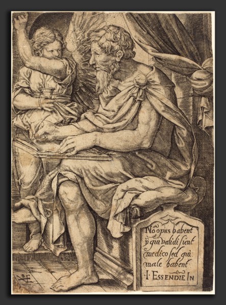 Johann Ladenspelder (German, 1512 - 1561 or after), Saint Matthew, engraving