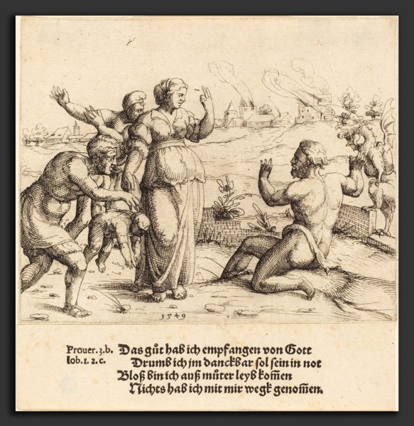 Augustin Hirschvogel (German, 1503 - 1553), Job Learns of His Misfortunes, 1549, etching