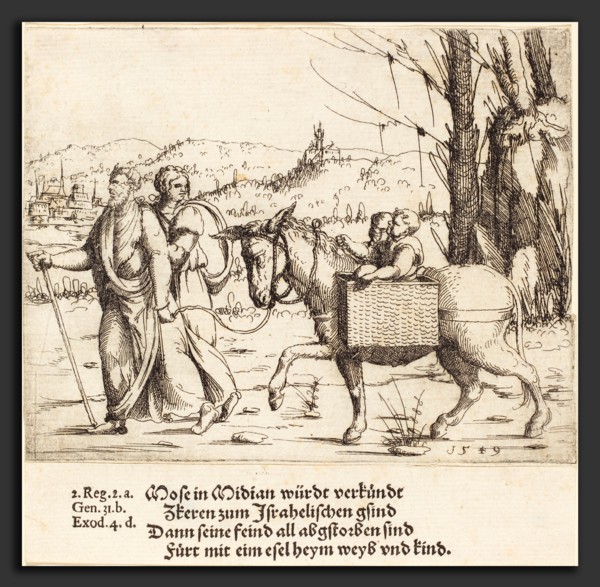 Augustin Hirschvogel (German, 1503 - 1553), Moses Returns to Egypt from Midian, 1549, etching