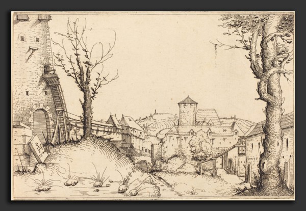 Augustin Hirschvogel (German, 1503 - 1553), Courtyard of a Castle, 1546, etching