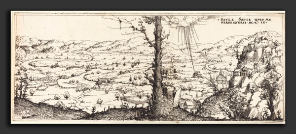 Augustin Hirschvogel (German, 1503 - 1553), Landscape with the Conversion of Saint Paul, 1545,