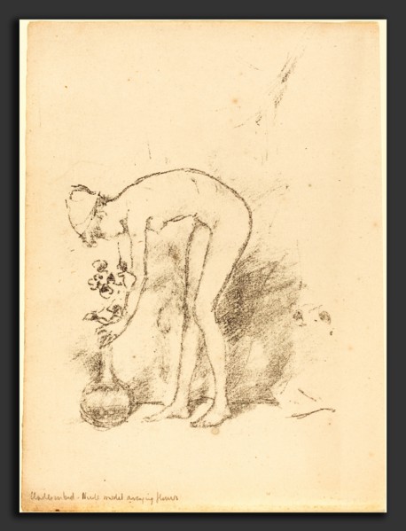 James McNeill Whistler, Nude Model Arranging Flowers, American, 1834 - 1903, lithograph