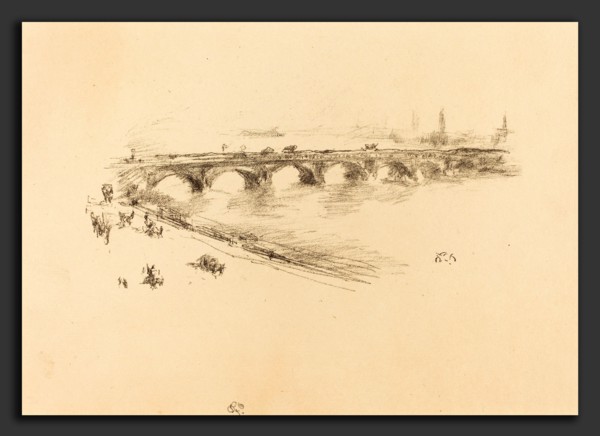 James McNeill Whistler (American, 1834 - 1903), Evening - Little Waterloo Bridge, 1896, lithograph