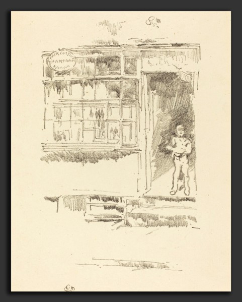 James McNeill Whistler (American, 1834 - 1903), The Barber's Shop in the Mews, 1896, lithograph