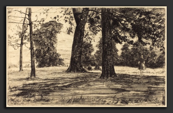 James McNeill Whistler (American, 1834 - 1903), Greenwich Park, 1859, etching in black on "japon
