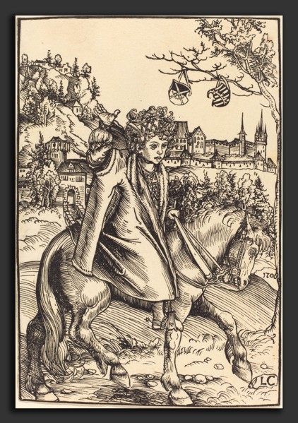 Lucas Cranach the Elder (German, 1472 - 1553), A Saxon Prince on Horseback, 1506, woodcut