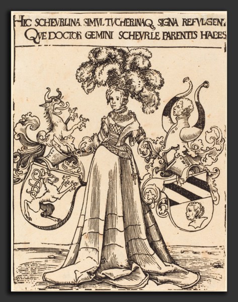 Lucas Cranach the Elder (German, 1472 - 1553), Bookplate of Scheurl and Tucher, woodcut