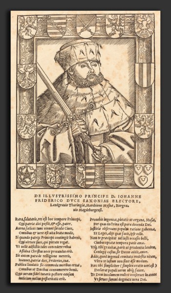 after Lucas Cranach the Younger, John Frederic the Magnanimous, in Electoral Robes, woodcut