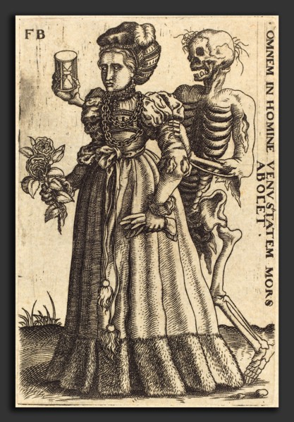 Franz Brun (German, active c. 1590), Woman and Death, engraving