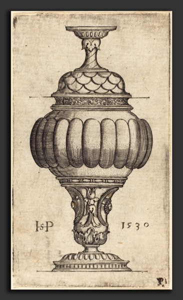 Sebald Beham (German, 1500 - 1550), Double Goblet with Oval Decorations, 1530, engraving