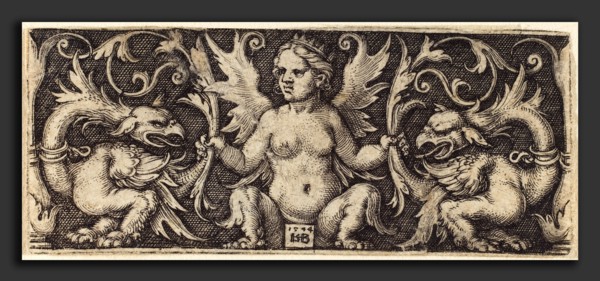 Sebald Beham (German, 1500 - 1550), Ornament with Female Demon, 1544, engraving